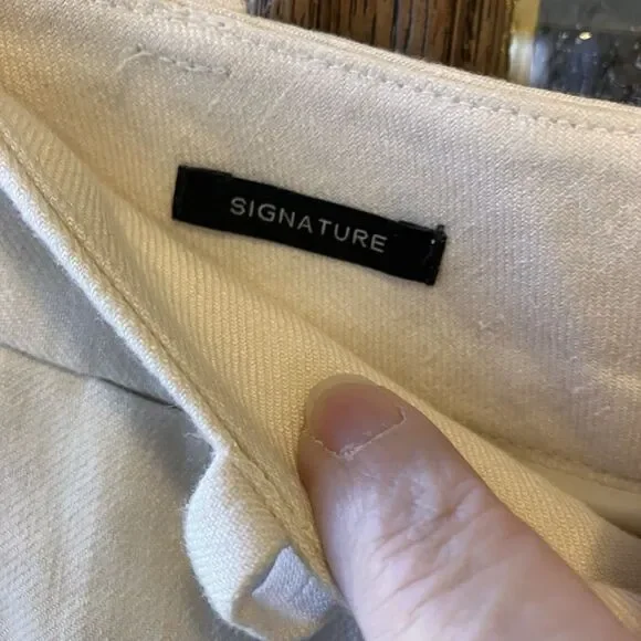 NWT Talbots Petite 100% Linen Pants Wide Leg 14P Cream MSRP $99 Beige Lined - Picture 5 of 16